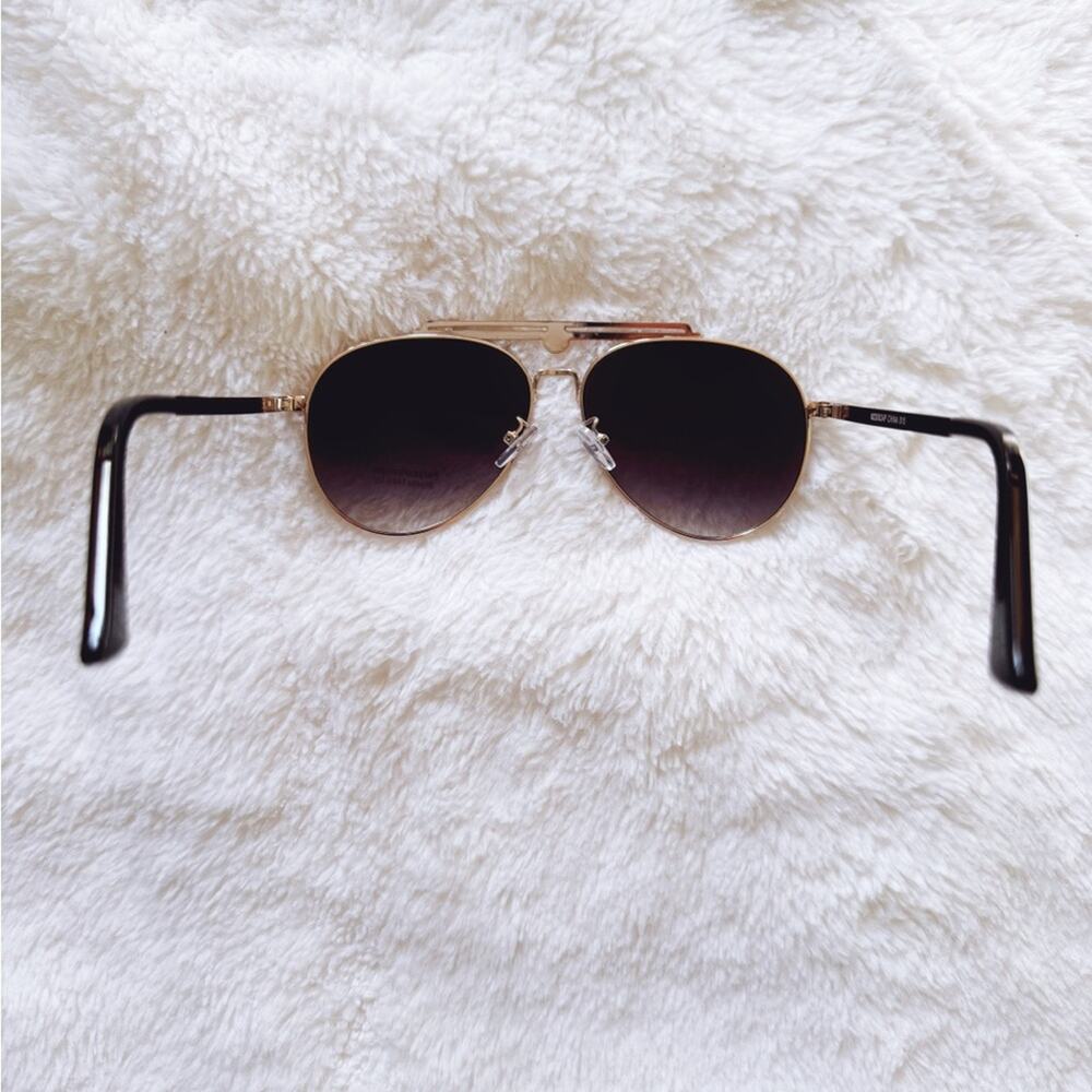 Donna Black W/ Gold Rim Aviator Sunglasses - Picture 8 of 11